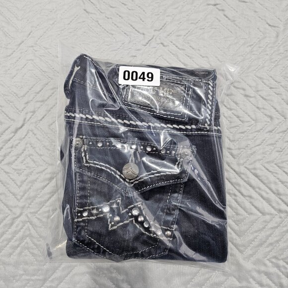Miss Me Jeans Womens 26 Black Skinny Denim Jeans Rhinestone Studs JE104952L - Picture 12 of 12